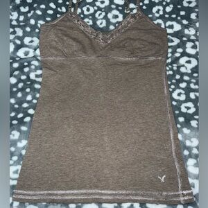 Y2K American Eagle Brown Lace Tank Top